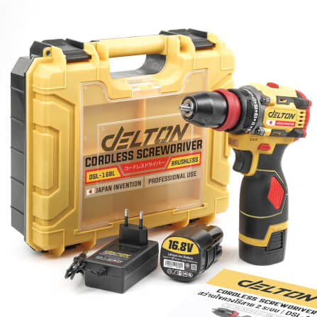 สว่านไร้สาย (พร้อมแบตเตอรี่ 2 ก้อน) DELTON รุ่น DSL-16BL 16.8V_8